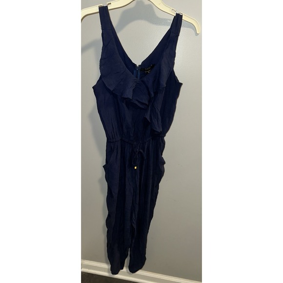 Toxik3 Pants - Toxik 3 NOS Women's Casual V-Neck Ruffle Romper Jumper Size Medium Navy